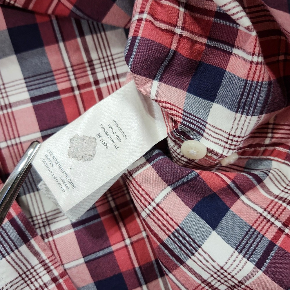J Crew Slim Fit Plaid Button Down Shirt Men's Size S Red Navy White Cotton Ca - Picture 5 of 11